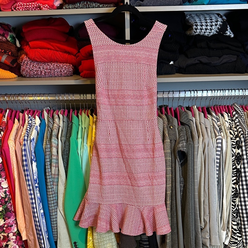 Banana Republic red/white print sleeveless cross cross back scoop neck dress 4P